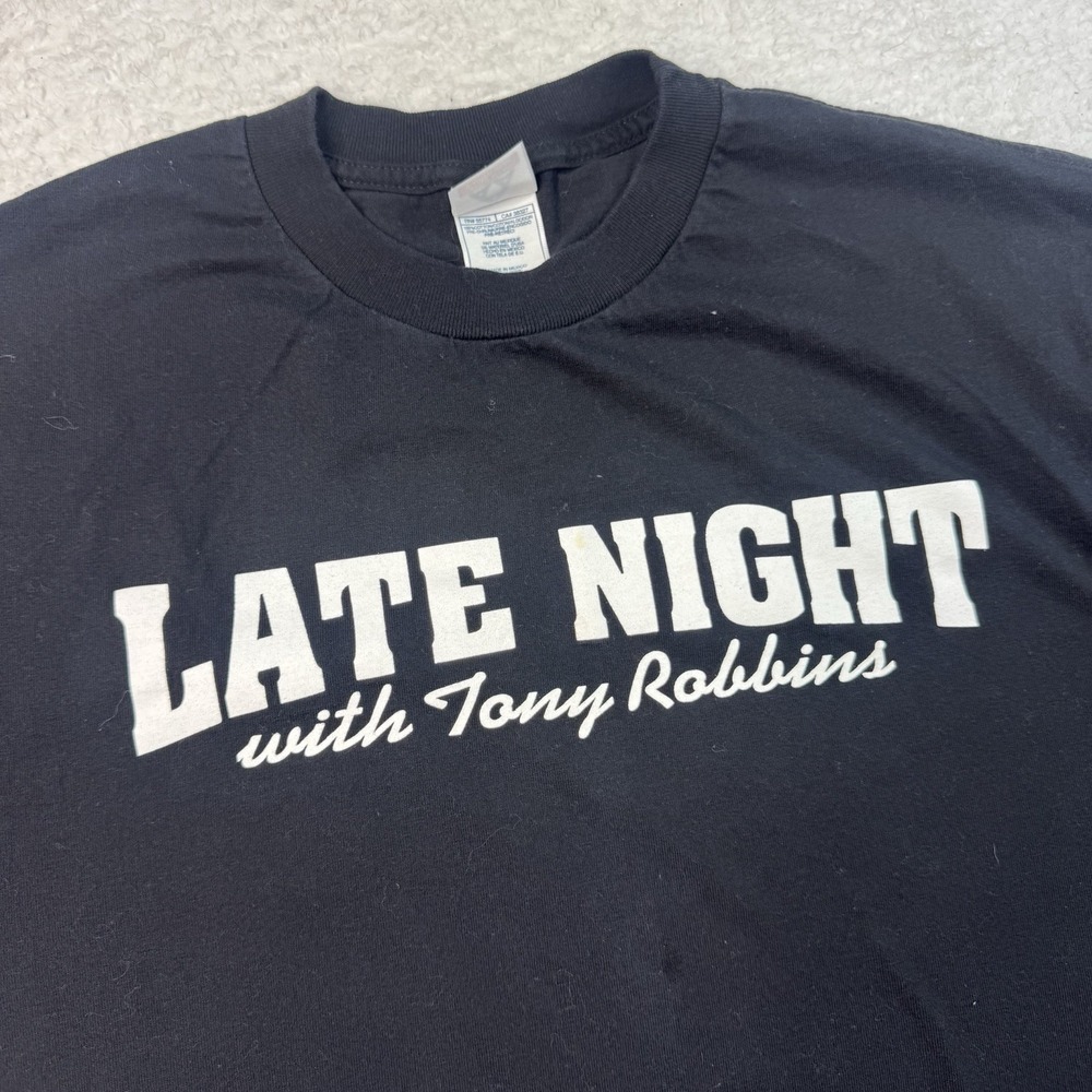 Vintage Late Night With Tony Robbins Tshirt Men's Size Large Black Y2K